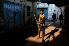 Straßenfeger in Kalkutta, Indien