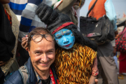 Selfie mit Kindergott auf der Kumbh Mela in Ujjain