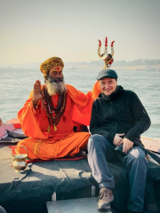 Mit Sadhu auf dem Ganges, Varanasi