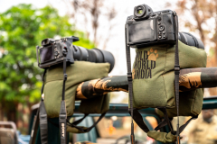 Fotoequipment auf Bohnensäcken